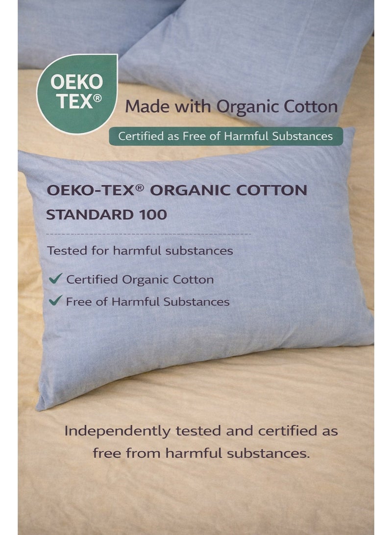 Lovstro 100% Cotton Duvet Cover Set, 4-Piece King Size (No Filling Included), OEKO-TEX Certified, Reversible Bedding, 1 Duvet Cover 200×240cm, 1 Fitted Sheet, 2 Pillowcases (Cream & Blue) - Image 4